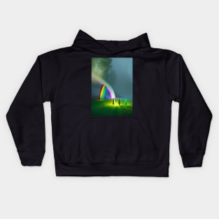 GHOSTS ADMIRE A HALLOWEEN RAINBOW Kids Hoodie